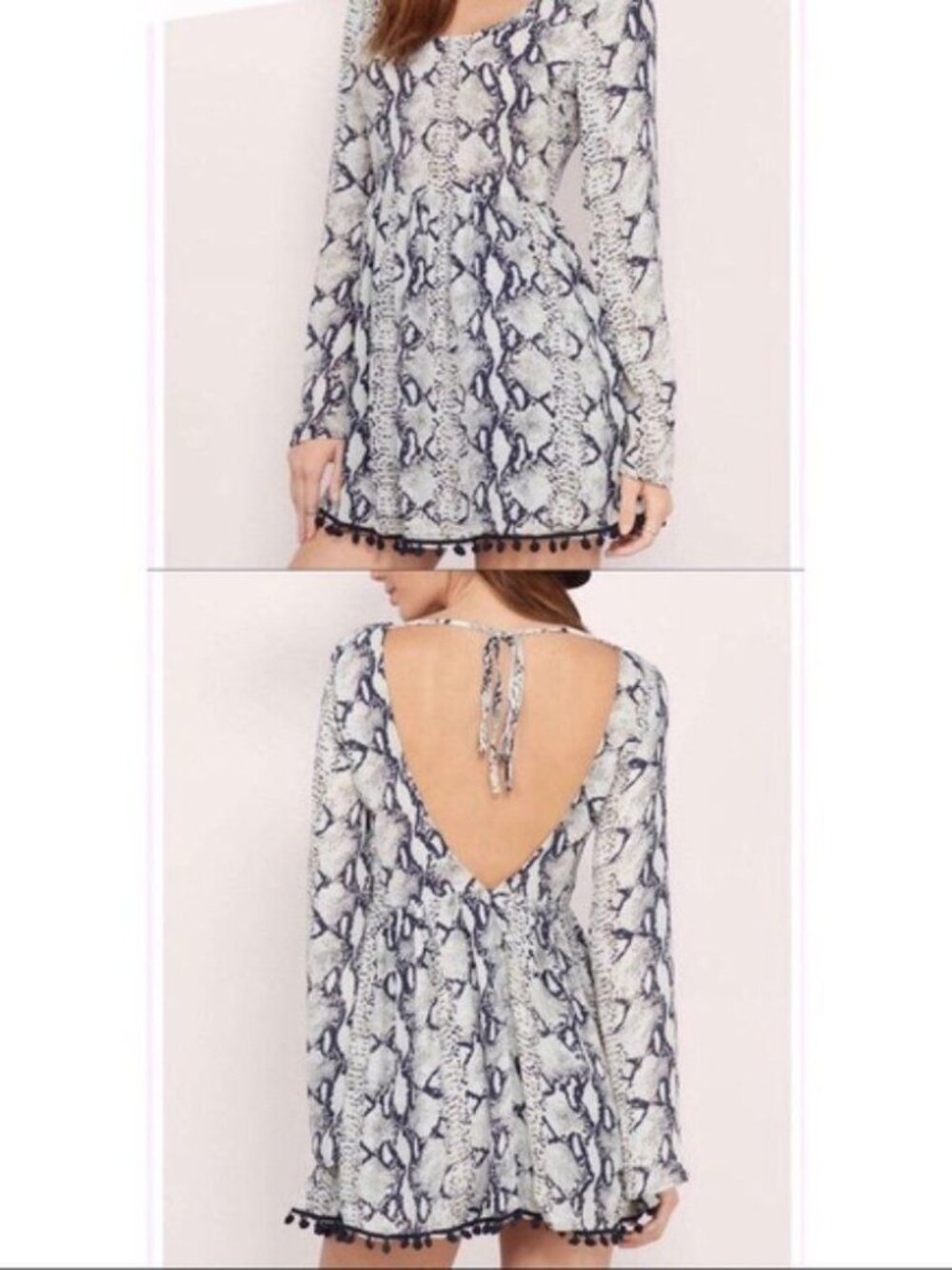 TOBI Snake Print Dress Cut Out Back S
